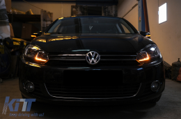 Fanária Emprós LED katállhloi gia VW Golf 6 VI (2008-2013) me Ananéosh G7.5 Look Ashmí Flowing Dunamikó Sequential Fotismós strofís-image-6070445