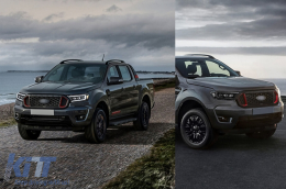 Fanária Emprós LED Light Bar Dunamikí othónh ekkínhshs katállhlo gia Ford Ranger Raptor (2015-2020) LHD Full Mavro House with Sequential Dunamikó Fotismós strofís Mítra Projector-image-6078869