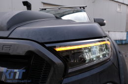 Fanária Emprós LED Light Bar katállhlo gia Ford Ranger (2015-2020) LHD Full Mavro House with Sequential Dunamikó Fotismós strofís-image-6091452