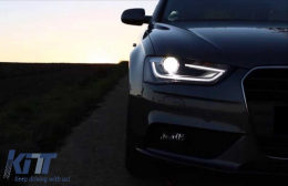 Fanária Emprós LED Proboleís Hméras (DRL) gia Audi A4 B8.5 Ananéosh (2012-2015) Mavro-image-6084061