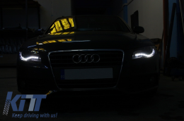 Fanária Emprós LED Proboleís Hméras (DRL) katállhloi gia Audi A4 B8 8K (04.2008-2011) me fóta hméras Mavro-image-6018532