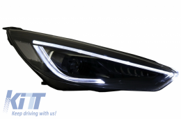 Fanária Emprós LED Proboleís Hméras (DRL) katállhloi gia Ford Focus III Mk3 (2015-2017) Dipló Xenon Schediasmós Dunamikó Flowing Turn Signals Demon Look-image-6033042