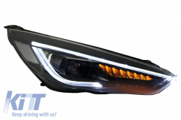 Fanária Emprós LED Proboleís Hméras (DRL) katállhloi gia Ford Focus III Mk3 (2015-2017) Dipló Xenon Schediasmós Dunamikó Flowing Turn Signals Demon Look-image-6033045