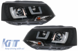 Fanária Emprós LED Proboleís Hméras (DRL) katállhloi gia VW Transporter T5 Multivan Ananéosh (2010-2015) U Tube Emfánish Xenon-image-6037474