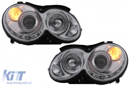 Fanária Emprós LED Proboleís Hméras (DRL) katállhloi gia Mercedes CLK W209 C209 Koupé A209 Kamprioléta (2003-2010) Chrómio-image-6093975