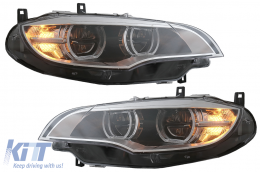Fanária Emprós LED Xenón Mátia Aggélou 3D Dual Halo Zántes katállhles gia BMW X6 E71 (2008-2012)-image-6083038