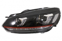 Fanária Emprós RHD katállhloi gia VW Golf 6 VI (2008-2013) Golf 7 3D LED Proboleís Hméras (DRL) Schédio U LED Flow Turning Light Red Stripe-image-6020935