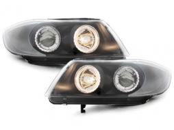 image-4-Headlights suitable for BMW 3 Series E90 (2005-2008) Angel Eyes 2 Halo Rims Black