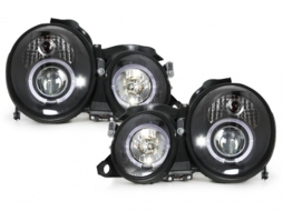 image-13-Headlights suitable for Mercedes CLK W208 (03.1997-04.2002) Angel Eyes 2 Halo Rims Black