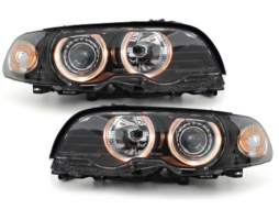 image-52-Headlights suitable for BMW 3 Series E46 Limousine Touring (05.1998-08.2001) Angel Eyes 2 Halo Rims Black