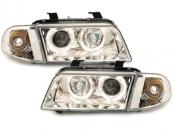 image-62-Headlights suitable for Audi A4 B5 (11.1994-12.1998) Angel Eyes 2 Halo Rims Chrome