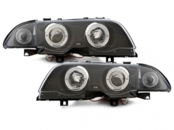 image-70-Headlights suitable for BMW 3 Series E46 Sedan (05.1998-08.2001) Angel Eyes 2 Halo Rims Black