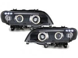 image-74-Headlights suitable for BMW X5 E53 (09.1999-10.2003) Angel Eyes 2 Halo Rims Black