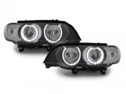 image-3-Headlights suitable for BMW X5 E53 04-06 2 halo rims black
