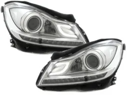 image-7-LED DRL Headlights suitable for Mercedes C-Class W204 S204 C204 Facelift (2011-2014) Chrome
