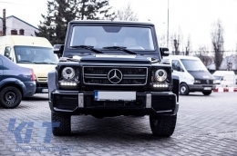 Предна Решетка , Подходящ за Mercedes G-Class W463 (1990-2012) G65 Дизайн Piano Black Хром Frame-image-6011038