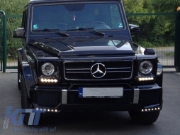 Предна Решетка , Подходящ за Mercedes G-Class W463 (1990-2012) G65 Дизайн Piano Black Хром Frame-image-6011043