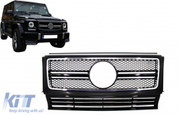 Предна Решетка , Подходящ за Mercedes G-Class W463 (1990-2012) G65 Дизайн Piano Black Хром Frame-image-6128434