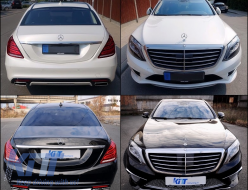 Комплект за тяло, подходящ за Mercedes S-Class W222 (2013-06.2017) Броня със Прагове и накрайници на ауспуха S63 Look LWB-image-5994108