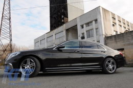 Комплект за тяло, подходящ за Mercedes S-Class W222 (2013-06.2017) Броня със Прагове и накрайници на ауспуха S63 Look LWB-image-6080747