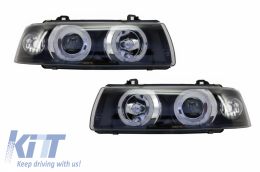 image-30-Headlights 2 LED Halo Rims Angel Eyes suitable for BMW 3 Series E36 1992-1998 Sedan/Touring