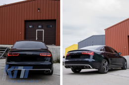 Дифузьор на Задна Броня , подходящ за Audi A6 C7 4G Лимузина Avant (2010-2014) с накрайници на ауспуха RS6 Дизайн-image-6019230