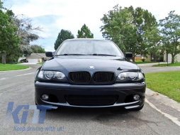 Централни решетки , подходящи за BMW 3 Series E46 Facelift (10.2001-2005) М дизайн с двойна лента Piano Black-image-6019623