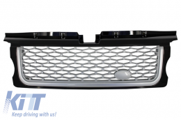 Централна решетка и Странични вентилационни отвори отвори, подходящи за Land Range Rover Спорт L320 (2005-2008) автобиография Look Черен Сребърен Edition-image-6020567