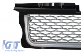 Централна решетка и Странични вентилационни отвори отвори, подходящи за Land Range Rover Спорт L320 (2005-2008) автобиография Look Черен Сребърен Edition-image-6020569