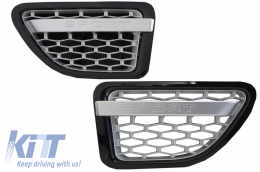 Централна решетка и Странични вентилационни отвори отвори, подходящи за Land Range Rover Спорт L320 (2005-2008) автобиография Look Черен Сребърен Edition-image-6020570