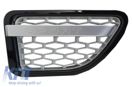 Централна решетка и Странични вентилационни отвори отвори, подходящи за Land Range Rover Спорт L320 (2005-2008) автобиография Look Черен Сребърен Edition-image-6020572