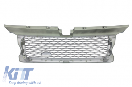 Централна решетка и Странични вентилационни отвори отвори, подходящи за Land Range Rover Спорт L320 (2005-2008) автобиография Look Черен Сребърен Edition-image-6020573