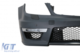 Предна Броня , подходяща за Mercedes C-Class W204 (2012-2014) C63 Facelift Дизайн с DECTANE Фарове DRL Черен монтаж-image-5998016