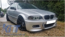 Предна Броня с Централни решетки двойна лента подходяща за BMW E46 (1998-2004) и фарове за мъгла M3 Look-image-5993635