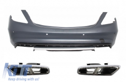 image-5-Rear Bumper with Muffler Tips suitable for MERCEDES S-Class W222 (2013-up) S65 Design