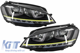 image-44-Headlights 3D LED DRL suitable for VW Golf 7 VII (2012-2017) Yellow R400 Look LED Turn Light  suitable for RHD