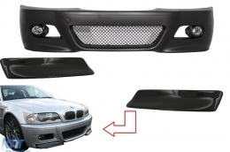 image-11-Front Bumper suitable for BMW 3 Series E46 Coupe/Cabrio/Sedat/Estate (1998-2004) M3 Design with Front Bumper Splitters Carbon CSL Design