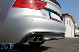Дифузьор на Задна Броня , подходящ за Audi A7 4G (2010-2014) с накрайници на ауспуха S7 Facelift Дизайн-image-6079869