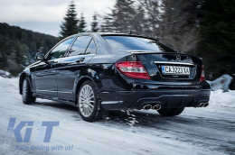 Задна Броня, подходяща за Mercedes C-Class W204 (2007-2014) Facelift C63 Дизайн с Накрайници за ауспух-image-6025383