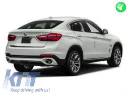Дифузьор на Задна Броня и Квадрат накрайници на ауспуха, подходящи за BMW X6 F16 V8 Дизайн M-Tech Стил-image-6003868