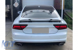 Дифузор на Задна Броня с накрайници за ауспух, подходящ за Audi A7 4G Facelift (2015-2018) RS7 Дизайн само за Стандартна броня (SE)-image-6126585