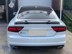 Дифузьор на Задна Броня с накрайници за ауспух, подходящ за Audi A7 4G Facelift (2015-up) RS7 Дизайн само за S7 S-Line-image-6164918