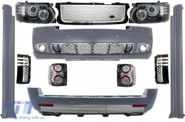 image-15-Цялостно преобразуване Автобиографичен дизайн Body Kit, подходящо за Land Range Rover Vogue L322 (2002-2009) Ретрофит до Facelift Черен Сребърен Решетка Edition 2010+