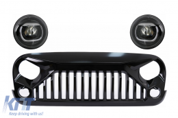 image-4-Assembly of Central Grille Front Grille suitable for JEEP Wrangler / Rubicon JK (2007-2017) Black with HID Bi-Xenon Headlights