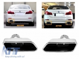 Въздушен дифузьор с двоен изход, подходящ за BMW F10 F11 Sedan Touring 5 Series (2011-2017) 550i Дизайн с Накрайници за ауспух Квадрат Дизайн-image-6004274