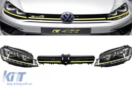 image-60-Assembly Headlights 3D LED FLOWING Dynamic Sequential Turn Light DRL with Grille suitable for VW Golf 7 VII (2012-2017) Yellow R400 Look