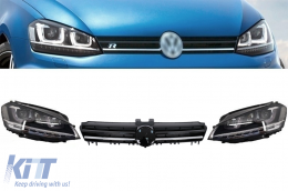 image-25-Assembly Headlights 3D LED Flowing Dynamic Sequential Turn Light DRL with Grille suitable for VW Golf 7 VII (2012-2017) Silver R-line Look