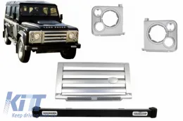 image-40-Front Bumper  suitable for Land ROVER  Defender (1990-2016) with Central Grille & Headlights Covers Assembly Silver SVX Design