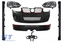 image-0-Комплект за тяло, подходящ за VW Golf Mk V 5 (2003-2007) TFSI R32 Дизайн с Пълна изпускателна система и Фарове Ксенон Look Хром Edition
