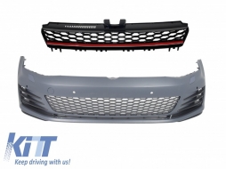 image-3-Front Bumper  suitable for VW Golf VII 7 5G (2013-2017) GTI Look with Central Grille